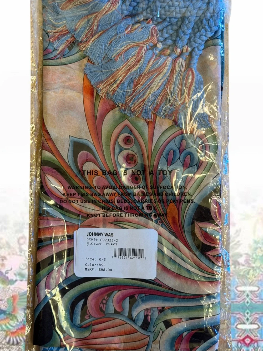 NWT Johnny Was Volante Silk Scarf Multi Square NIB
